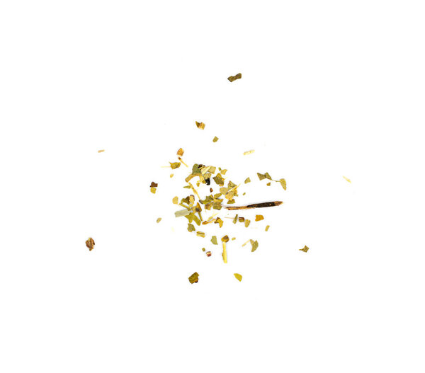 Matcha and Green Tea Leaves Mix Isolated, Dry Fresh Herbal Tea Pile, Healthy Drink Ingredient, Matcha and Green Tea Leaves on White Background Top View