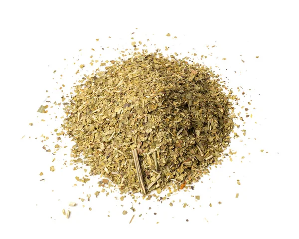 Matcha Und Grüne Teeblätter Mischung Isoliert Trockener Frischer Kräuterteehaufen Zutat — Stockfoto