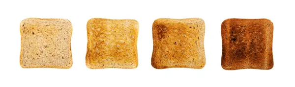 Chlebové Tousty Izolované Opékané Sendvičové Plátky Bochník Kousky Pro Toust — Stock fotografie