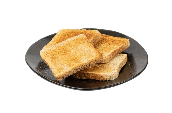 Ekmek Tostları Zole Edildi Kızarmış Sandviç Meydanı Dilimleri Ekmek Parçaları — Stok fotoğraf