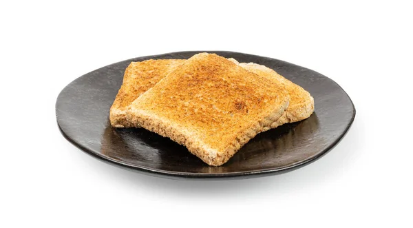 パントースト孤立したトーストサンドイッチスクエアスライス 白い背景にトーストのための葉片トップビュー クリッピングパス — ストック写真