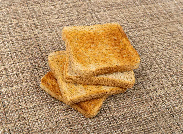 Pane Tostato Sfondo Rustico Fette Quadrate Sandwich Tostate Pezzi Pane — Foto Stock