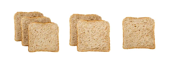 Whole Grain Healthy Sandwich Bread Square Slices Isolated Supermarket Bread — Stok fotoğraf
