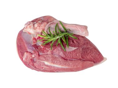 Çiğ ördek filetosu izole edildi, pişmemiş taze ördek göğsü derisi, pişmemiş tavuk fileto modeli beyaz arka planda