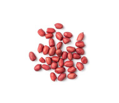 Fıstık ezmesi, kavrulmuş Arachis fındık yığını, Fıstık Fındığı Yığını, Kabuklu Yer Fıstığı, Beyaz Arkaplanda Kırmızı Fıstık Üstü Görünümü