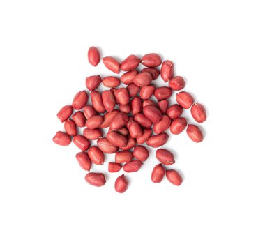 Fıstık ezmesi, kavrulmuş Arachis fındık yığını, Fıstık Fındığı Yığını, Kabuklu Yer Fıstığı, Beyaz Arkaplanda Kırmızı Fıstık Üstü Görünümü