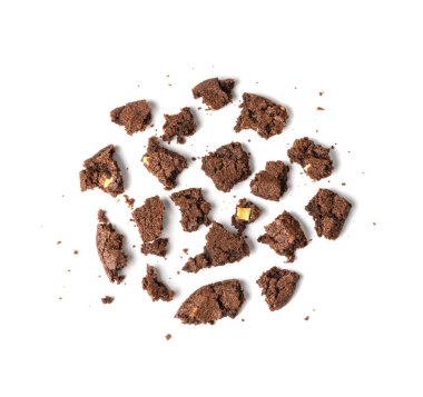 Kırık Çikolatalı Bisküvi, Siyah Yuvarlak Kurabiye, Kara Yumuşak Bisküviler, Ev Yapımı Tereyağlı Kurabiyeler, Beyaz Arkaplanda Taze Tatlı Kakao Krakeri