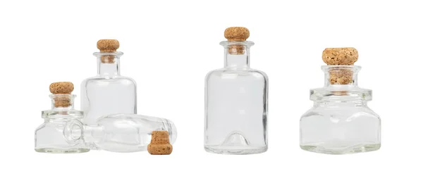 Alte Glasflaschen Isoliert Vintage Flaschen Kollektion Auf Weißem Hintergrund — Stockfoto
