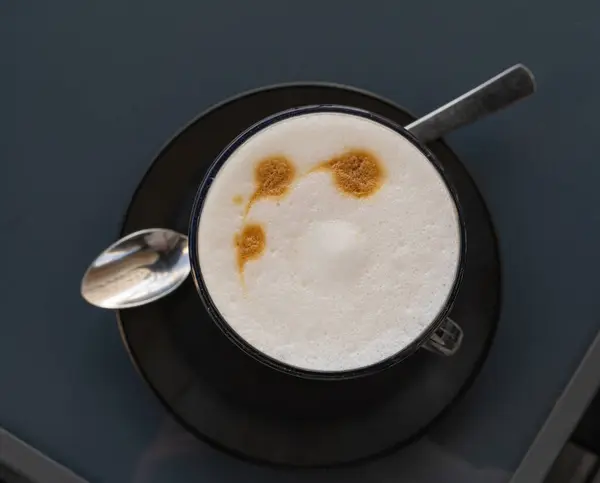 Fresh Latte Espuma White Cap Cappuccino Coffeeshop Milk Coffee Gentle — Stock Fotó