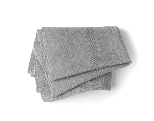 Mantel Servilleta Lino Gris Aislado Mantel Plegado Vintage Textil Ecológico —  Fotos de Stock