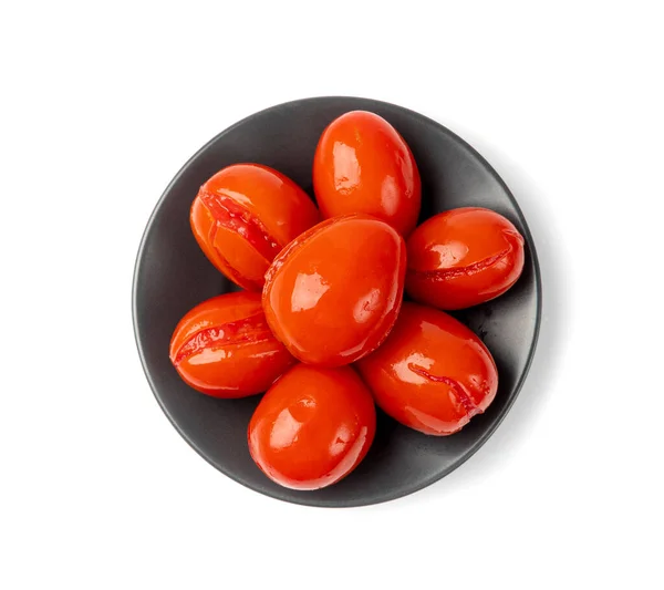 Tomates Cerises Marinées Isolées Petites Tomates Conserve Légumes Fermentés Sains — Photo