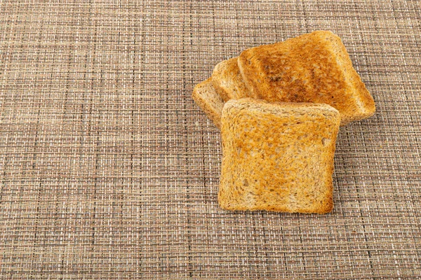 Pane Tostato Sfondo Rustico Fette Quadrate Sandwich Tostate Pezzi Pane — Foto Stock