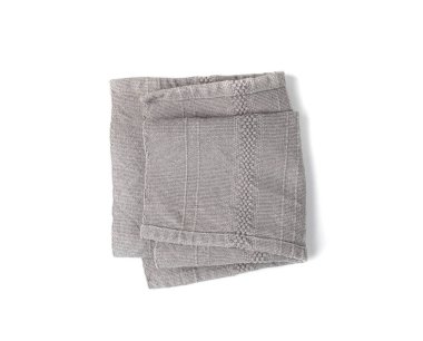 Gri keten peçete yalıtılmış, Vintage Katlanmış Masa örtüsü, Doğal Tekstil, Beyaz Arkaplanda Keten Peçete