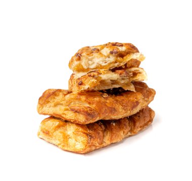 Maple Pecan Puff Pastası İzole, Akçaağaç şurubu ve fındıklı Danimarka Pastaları, Kahvaltı Fırını, Beyaz Arkaplanda Pate Feuilletee