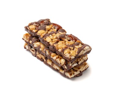 Kaçık Çubuğu, Cevizli Enerji Atıştırmalığı, Çikolatalı Müsli Tatlısı, Protein Şekerlemesi, Fitness Fruit ve Fındık Enerjisi Kahvaltısı Beyaz Arkaplanda