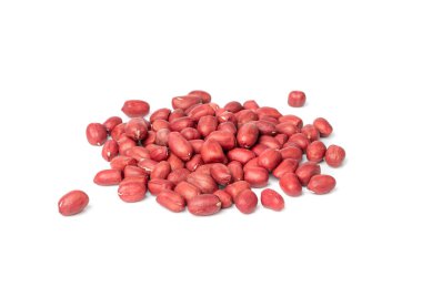 Fıstık ezmesi, kavrulmuş Arachis fındık yığını, Fıstık Fındığı Yığını, Kabuklu Yer Fıstığı, Beyaz Arkaplanda Kırmızı Fıstık