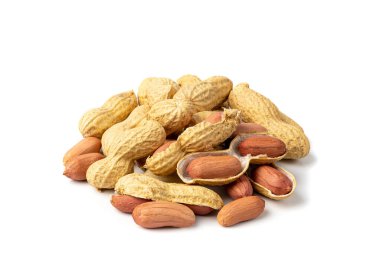 Fıstık ezmesi, kavrulmuş Arachis fındığı, Açık Bezelye Fındığı, Kabuklu Yer Fıstığı, Beyaz Arkaplanda Macro Fıstık Seti