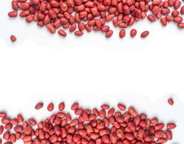 Fıstık desenli arka plan, kavrulmuş Arachis fındık deseni, Bezelye Fındığı Modeli, Tüm Yer Fıstığı Afişi, Kopya Alanı ile Kırmızı Fıstık Üstü Görünümü