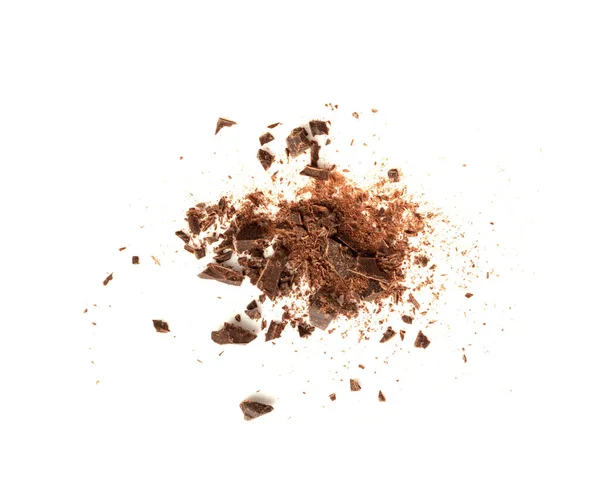 Coklat Terisolasi Hancur Coklat Shavings Rumput Tumpukan Serpihan Tersebar Sprinkles — Stok Foto