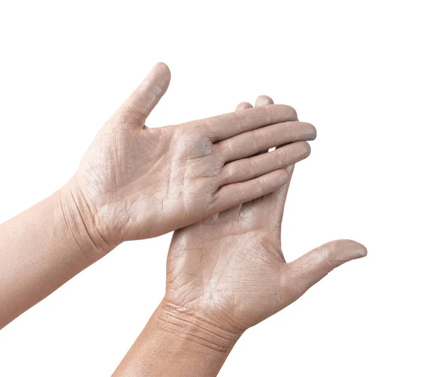 Glitter Χέρια Απομονωμένα Γυαλιστερό Δέρμα Σώμα Μεταλλικό Χρώμα Βαμμένα Παλάμες — Φωτογραφία Αρχείου
