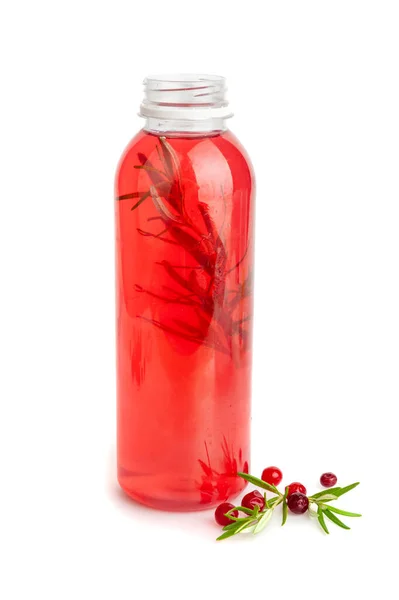 Cold Lingonberry Drink Isolated Iced Cowberry Tea Refreshing Cranberry Cocktail — Stock Photo, Image