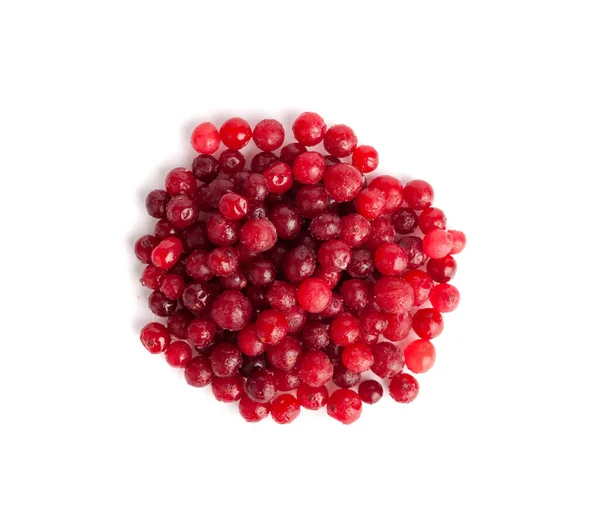 Frozen Lingonberry Pile Isolated Iced Cowberry Snow Cranberry Heap Red — Stock Photo, Image