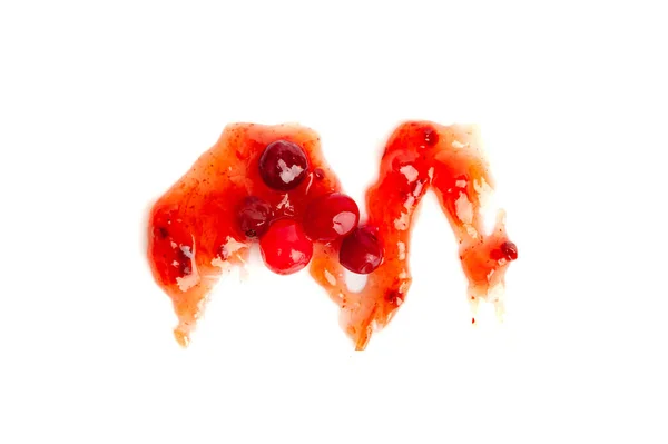 Engarrafamento Cranberry Smear Isolado Molho Lingonberry Espirro Marmelada Vermelha Geléia — Fotografia de Stock