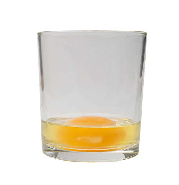 Broken Egg Glass Isolated Raw Yolk White Cracked Brown Shell — Stock Photo, Image