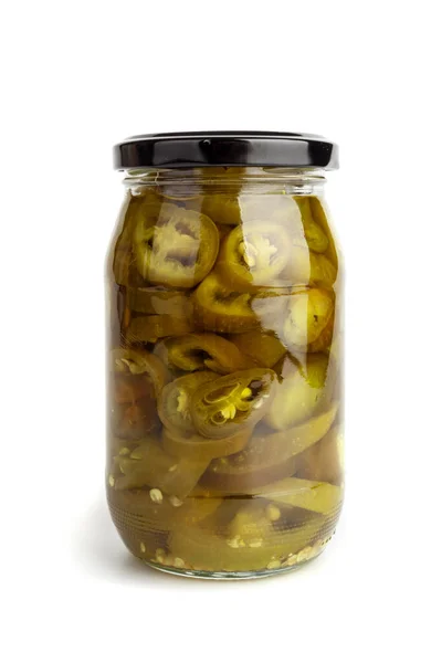 Pickled Jalapeno Parolated Marinated Green Jalapenos Glass Jar Hot Mexican — 图库照片