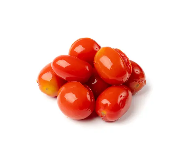 Eingelegte Kirschtomaten Isoliert Kleine Tomaten Dosen Gesundes Fermentiertes Gemüse Gesalzene — Stockfoto