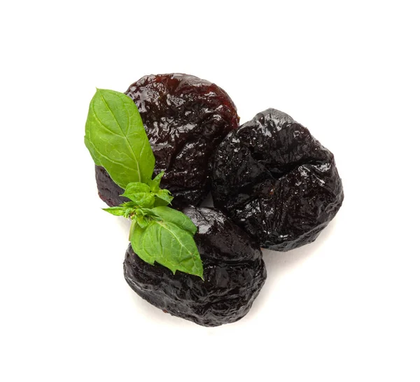 Droge Pruimen Geïsoleerd Gedroogde Zwarte Fruit Stapel Pruim Groep Natuurlijk — Stockfoto