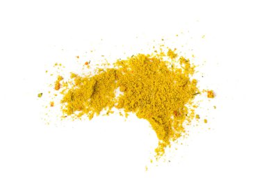 Sarı Baharat Tozu, Curcuma Pile, Orange Masala, Hint Baharatları Sodyum Glutamate ve Kuru Sebzeler, Turmerik, Safran Sarı Baharatı Beyaz Arkaplanda