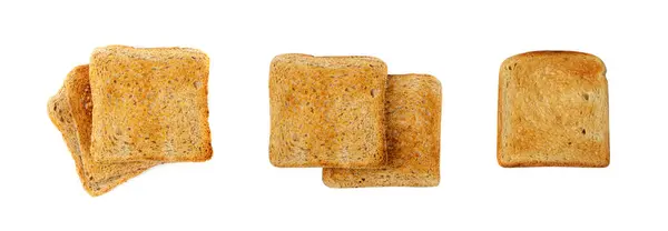 面包烤面包片 烤三明治片 白背景色面包片 裁剪路径 — 图库照片