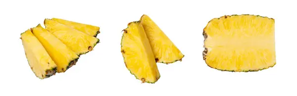 Cortes Piña Aislados Piezas Ananas Crudas Trozos Fruta Tropical Comosus — Foto de Stock