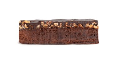 Nut Brownie, Ev Yapımı Alman Çikolatalı Pastası, Çikolatalı Fıstıklı Kek, Brownie Square Parçası Beyaz Arkaplan