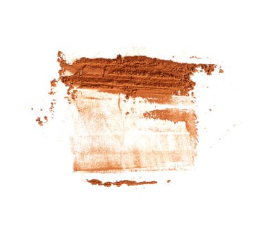 İzole edilmiş kakao tozu, dağınık kakao tozu, kuru kakao fasulyesi tozu bembeyaz arka planda ev yapımı çikolata için kakao tozu tozu.