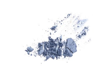 Kırık Göz Gölgesi İzole, Parçalanmış Makyaj Paleti Ezilmiş Doğal Parıltı Pilavı Dokuları, Beyaz Üzerine Gri Mavi Renkli Kozmetik Makyaj Kırıntıları