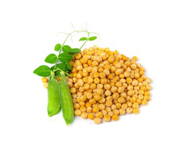 Dry Yellow Peas Isolated, Whole Pea Pile, Raw Legume, Protein Source, Healthy Vegan Food, Dry Yellow Peas on White Background