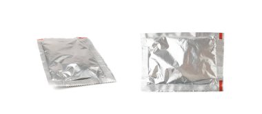 Baharat Toz Paketi İzole edildi, Kare Foil Bag, Toz Baharat, Kuru Msg, Beyaz Arkaplanda Glutamate Baharatlı Anında Erişte Çorbası