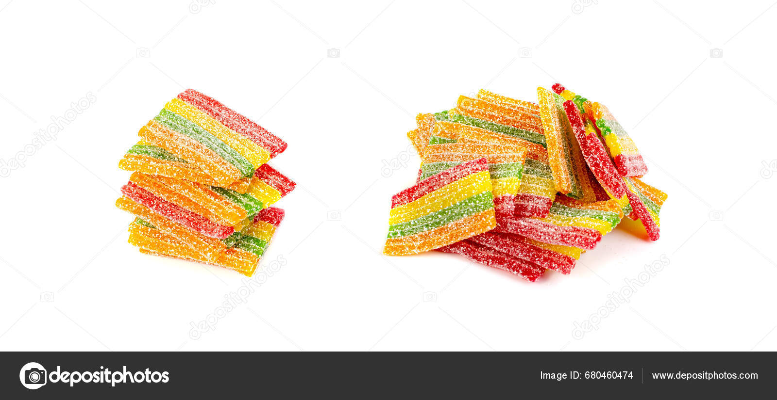 Gummy Candy Pile Isolated Chewing Colorful Marmalade Sticks Jelly