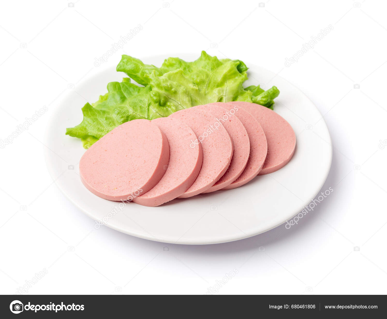 Mortadella Slice Isolated Luncheon Meat Cut Chicken Ham Boiled Sausage