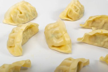 Gyoza Çin Mantı, Sebzeli Jiaozi, Tavuk Momo Pile, Asya Gyoza Grubu Beyaz Arkaplanda