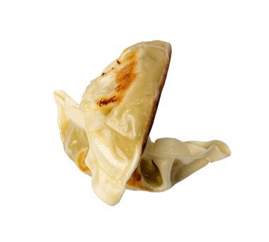 Gyoza Çin Hamur köfteleri, Kızarmış Sebze Jiaozi, Tavuk Momo Pile, Asyalı Gyoza Grubu Kırpma Yolu ile Beyaz Arkaplanda