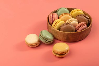 Macaron Cake Isolated, Macaroon Cookie, Almond Meringue, Sweet Macaroons, Colorful French Dessert on White Background