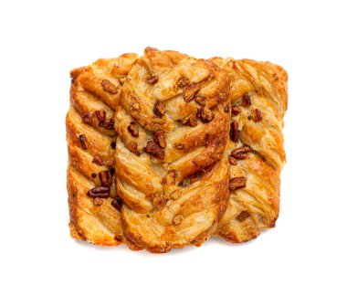 Maple Pecan Puff Pastası İzole, Akçaağaç şurubu ve fındıklı Danimarka Pastaları, Kahvaltı Fırını, Beyaz Arkaplanda Pate Feuilletee