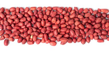 Fıstık desenli arka plan, kavrulmuş Arachis fındık deseni, Bezelye Fındığı Modeli, Tüm Yer Fıstığı Afişi, Kopya Alanı ile Kırmızı Fıstık Üstü Görünümü