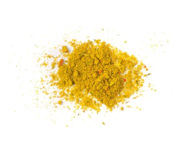 Sarı Baharat Tozu, Curcuma Pile, Orange Masala, Hint Baharatları Sodyum Glutamate ve Kuru Sebzeler, Turmerik, Safran Sarı Baharatı Beyaz Arkaplanda