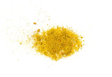 Sarı Baharat Tozu, Curcuma Pile, Orange Masala, Hint Baharatları Sodyum Glutamate ve Kuru Sebzeler, Turmerik, Safran Sarı Baharatı Beyaz Arkaplanda