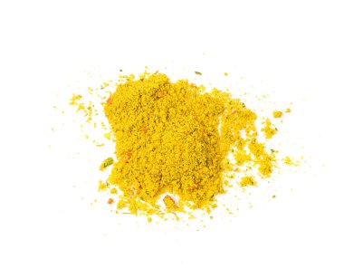 Sarı Baharat Tozu, Curcuma Pile, Orange Masala, Hint Baharatları Sodyum Glutamate ve Kuru Sebzeler, Turmerik, Safran Sarı Baharatı Beyaz Arkaplanda