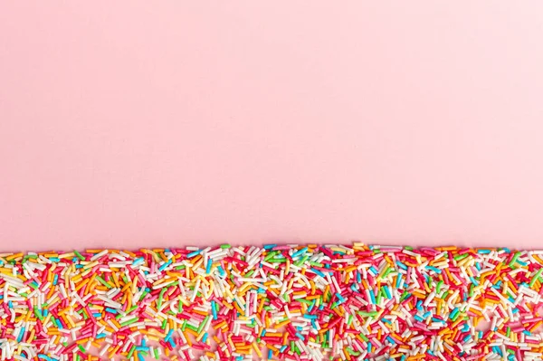 Candy Sprinkle Texture Background, Donut Rainbow Sprinkles Pattern, Sweet Color Glaze Banner, Many Small Vermicelli Mockup with Copy Space for Text